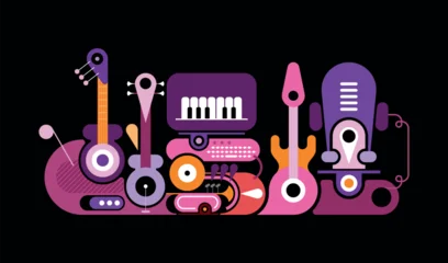 Gardinen Abstraktion Kunst Abstract Musical Instruments Flat Vector Design  ©  danjazzia
