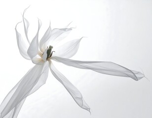 Delicate white flower with petals against a soft gradient background