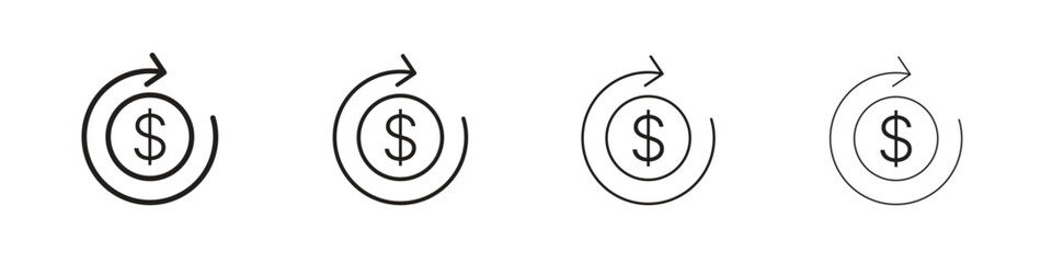 Fototapeta premium Refund icon, thin line symbols. eps 10 vector