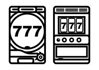 パチンコとパチスロの線画イラスト