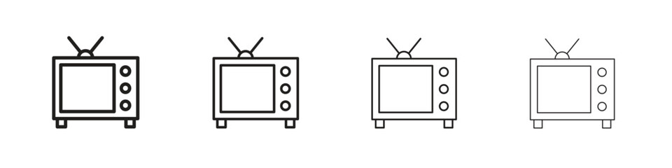 Television icon, thin line symbols. eps 10 vector