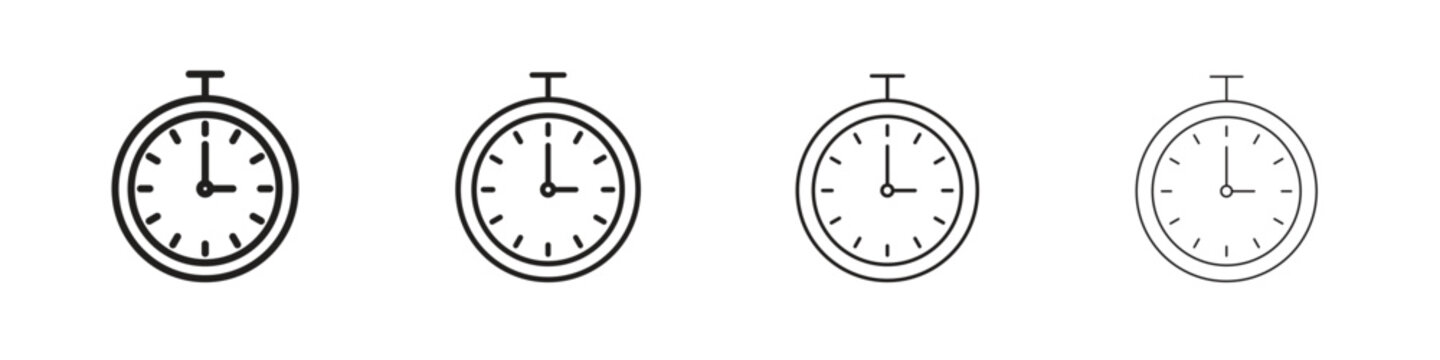 Timer icon, thin line symbols. eps 10 vector
