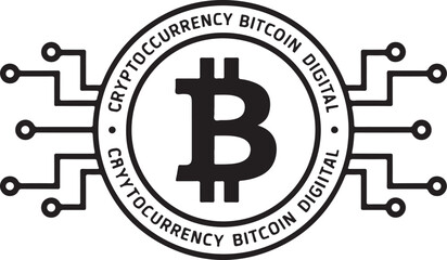A stylized representation of a bitcoin symbol surrounded by circuit-like patterns.