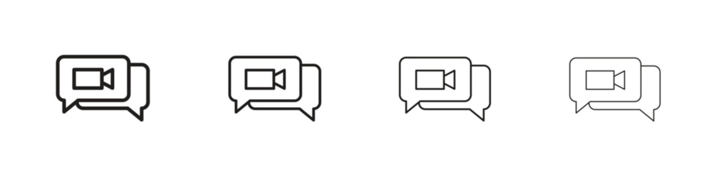 Video chat icon, thin line symbols. eps 10 vector