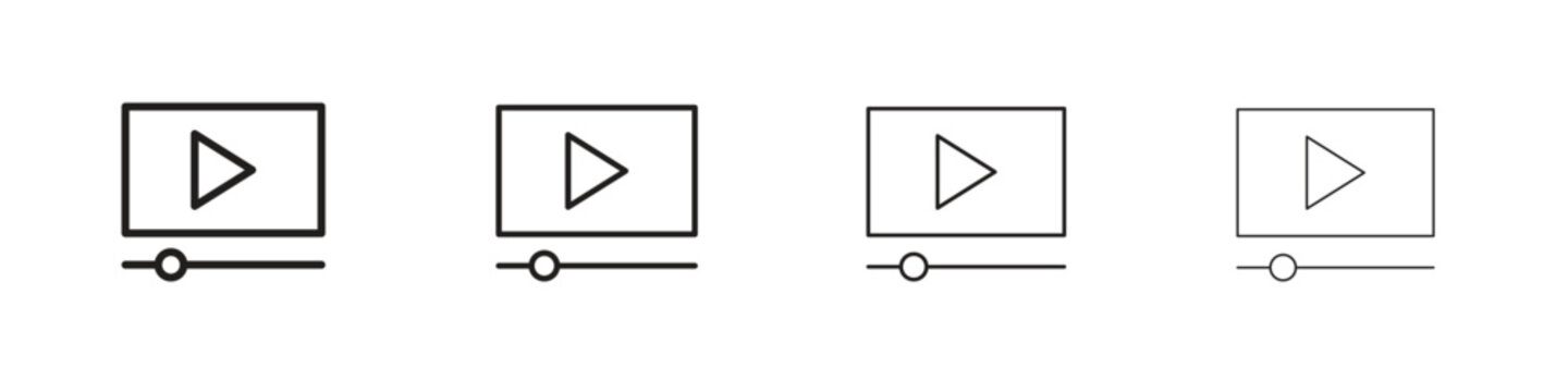 Video tutorial icon, thin line symbols. eps 10 vector