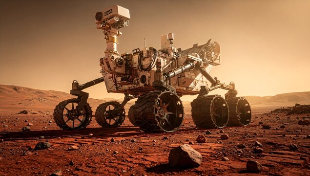 Advanced Mars Rover Research Concept Scene 3D Rendering