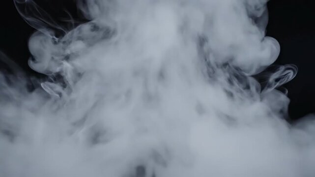 Ethereal white smoke gently swirls, contrasting sharply against a void of deep black