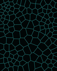 Cyan Neon Voronoi Geometric Pattern - Abstract Polygonal Mesh Background on Black © weruskak
