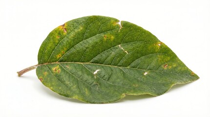 Obraz premium Green quince leaf texture isolated on a white background