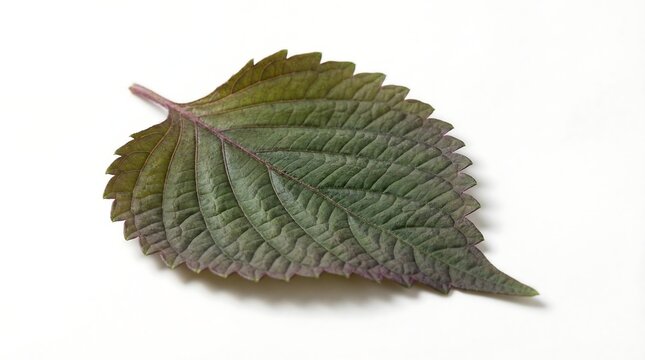 Green shiso leaf perilla isolated on a white background