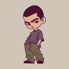 Cool urban streetwear boy chibi character illustration