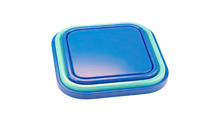 Stacked Blue and Teal Square Containers with Rounded Edges