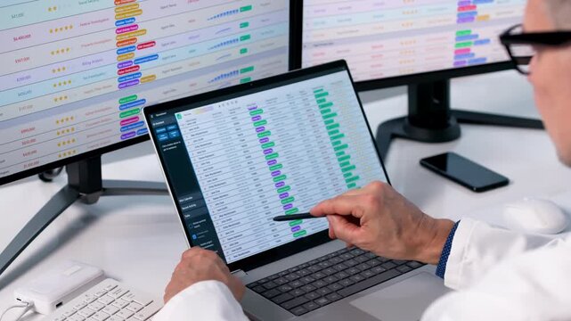 Male Doctor Managing Billing Codes In Hospital