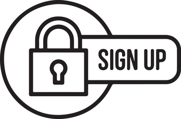 Secure online sign up with a padlock and registration banner illustration