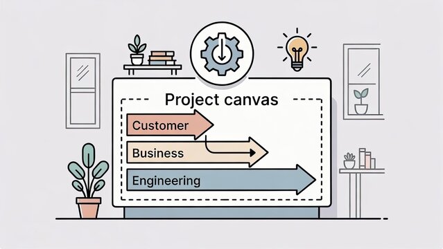 Value Stream Mapping: Project canvas in strategy room
