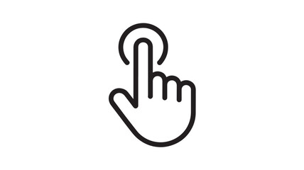 Obraz premium Hand Icon Clicking Gesture Minimalist Simple Black Outline on White Background for User Interface
