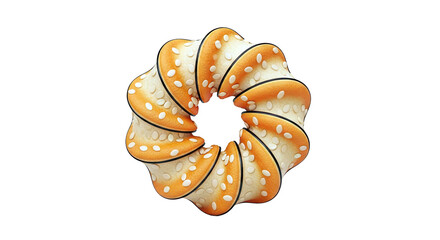 3D Rendered Donut-Shaped Object with Sesame Seeds