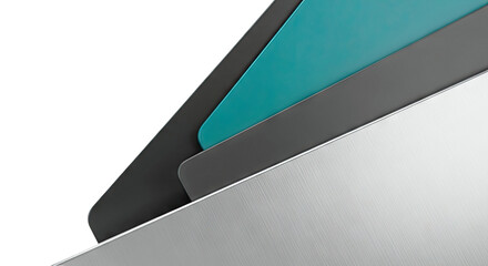 Abstract arrangement of colorful and metallic surfaces