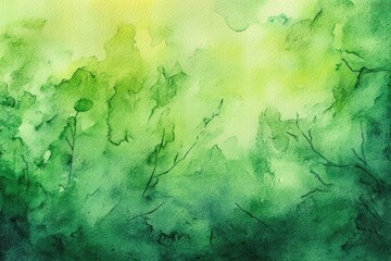 misty abstract watercolor forest wash with leafy silhouettes, delicate branches and soft sunlight evoking calm and serenity