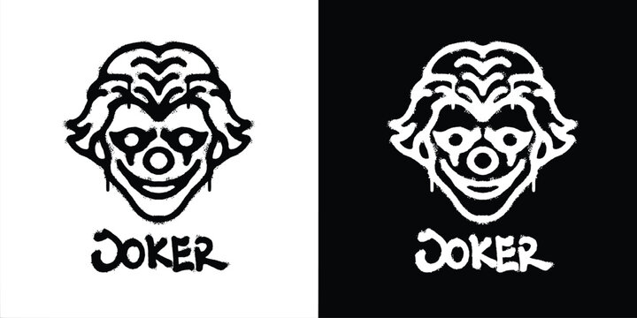Graffiti creepy joker logo vector design
