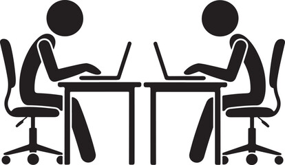 Two individuals engaged in a virtual meeting with laptops on a table