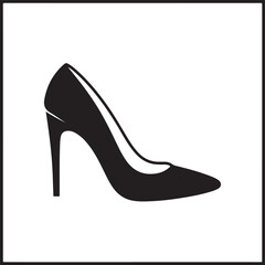 Elegant black high heel shoe with a pointed toe and thin stiletto heel