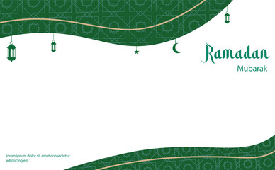 Ramadan Kareem Green Abstract Islamic Banner Vector
