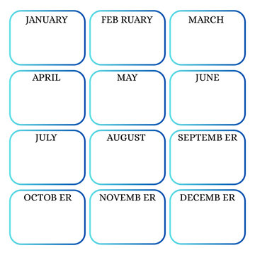 a yearly planner,  chart, or classroom calendar for twelve months of the year