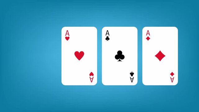 Four aces playing cards 4k video animation