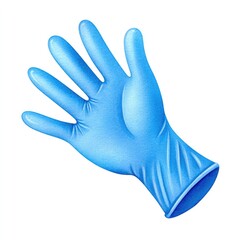 Obraz premium Blue latex glove on white background for medical and laboratory use