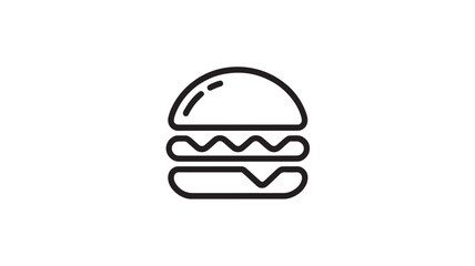 Fototapeta premium Simple Burger Icon in Minimalist Style with Black Outline on White Background for Fast Food Logo