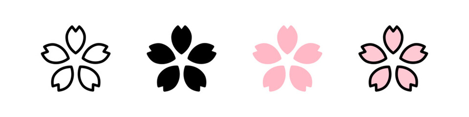 桜の花びらのアイコンセット (ベクター)