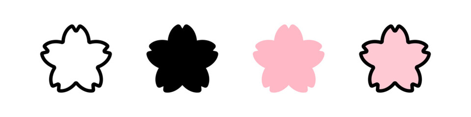 春と和風 桜のシルエットのアイコンセット (ベクター)