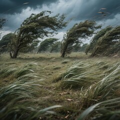 Trees Bending in the Wind Trees bending in the wind in the backg