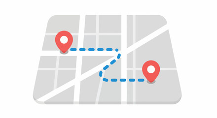 Obraz premium GPS navigation map with route line and location markers.
