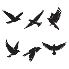 Fototapeta premium Flying Bird Silhouette Vector Pack