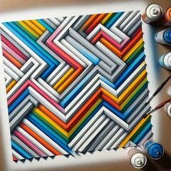 A chevron pattern created using masking tape then filled with di