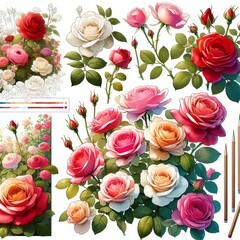 Children&rsquo;s Book Style Rose Illustrations (2)