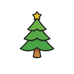 Fototapeta premium Christmas Tree Flat Minimal Vector Icon