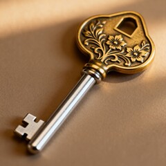 House Key with Decorative A key with a decorative design or fini