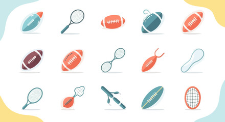 Assortment of sports equipment and balls in various colors