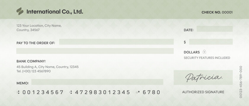 Blank Check or Cheque Template, Vector Illustration Giant Check Cheque for Charity Awards