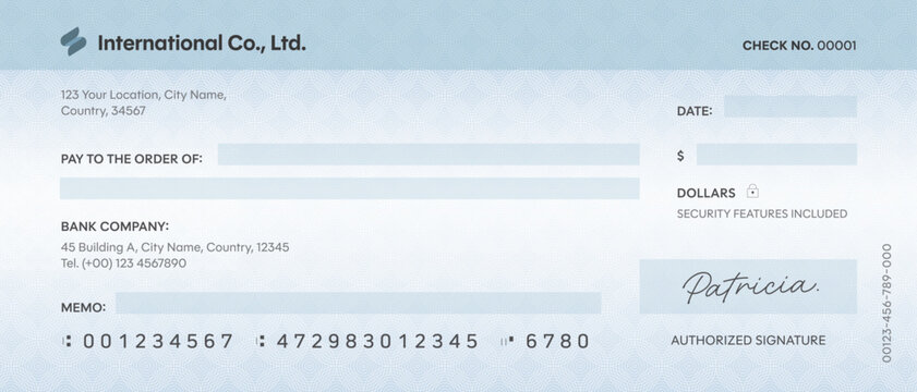 Blank Check or Cheque Template, Vector Illustration Giant Check Cheque for Charity Awards