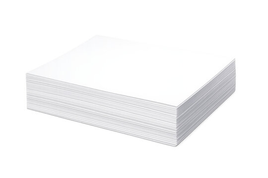 Stack of blank white paper ream transparent background