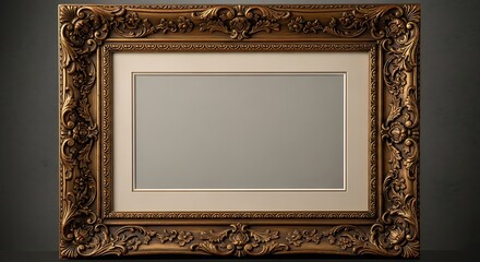 Ornate antique gilded picture frame with inner matting