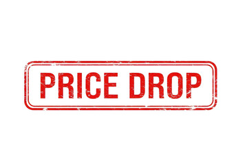 A red stamp with the words price drop on it isolated on transparent background