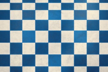 Fototapeta premium blue and white checkerboard of textured square tiles conveying a calm orderly geometric rhythm
