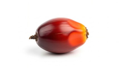 Ripe red oil palm fruit on white background