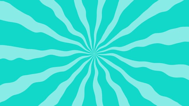 Abstract turquoise radial swirl background with wavy sunburst rays, retro hypnotic vortex pattern, seamless style graphic for posters, web banners, and modern design templates.