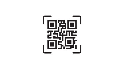 Fototapeta premium QR code in black and white square pattern on plain white background for digital marketing